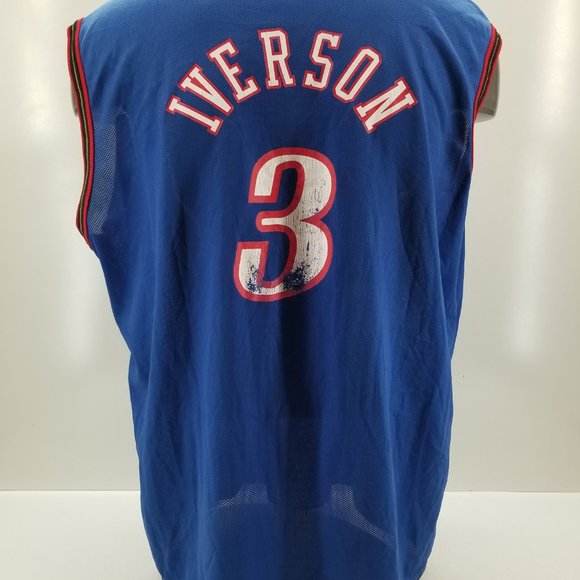Vintage Champion Philadelphia Sixers ALLEN IVERSON NBA Basketball Jersey Men 48 - Picture 7 of 10